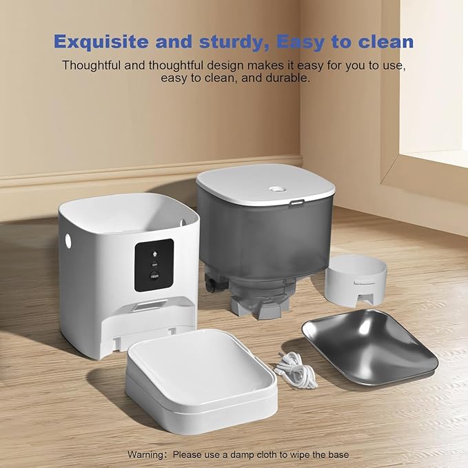 Automatic Cat Feeder, 4L Food Dispenser with 10s Voice Recorder, Pet Feeder up to 10 Meals per Day, Timed Cat Feeder with Dry Food Sealed Ring