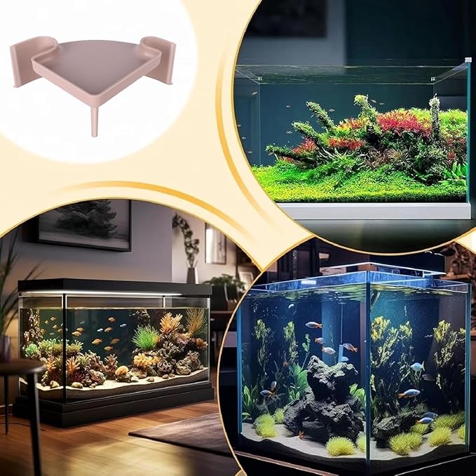 Aquarium Cave Hideout with Viewing Window – Corner Fish Tank Tunnel for Pleco, Cory Catfish, Kuhli Loach, Shrimp, Betta – 2-Hole Plastic Bottom Dweller Shelter – Fish Hiding Spot Decor (5"x5"x2")