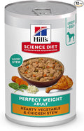 Hill's Science Diet Adult Perfect Weight Wet Dog Food, Hearty Vegetable & Chicken Stew, 12.5 oz. Cans, 12-Pack
