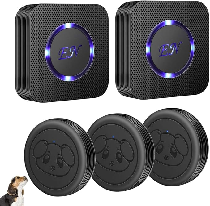 EverNary Dog Door Bell Wireless Doggie Doorbells for Potty Training with Waterproof Touch Button Dog Bells Included 2 Receiver and 3 Transmitters