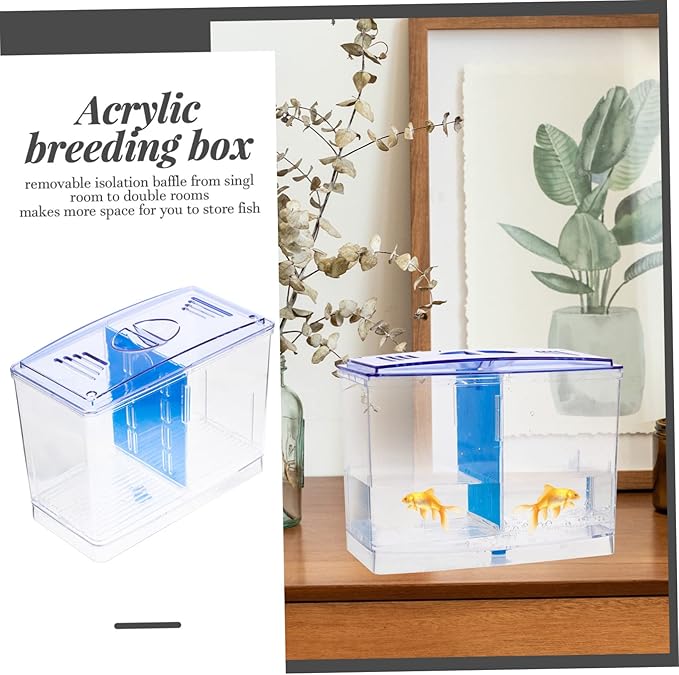 Fish Breeding Tank with Removable Divider Isolation Box for Fish Shrimp Easy to Clean Lightweight Aquarium Hatchery for Betta
