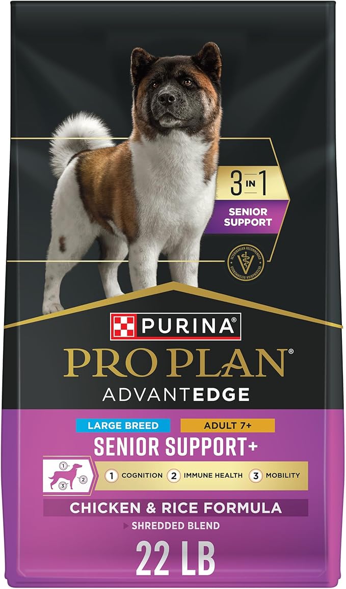 Purina Pro Plan AdvantEDGE Senior Support Plus Large Breed Shredded Blend Chicken and Rice Formula Dry Dog Food - 22 lb Bag