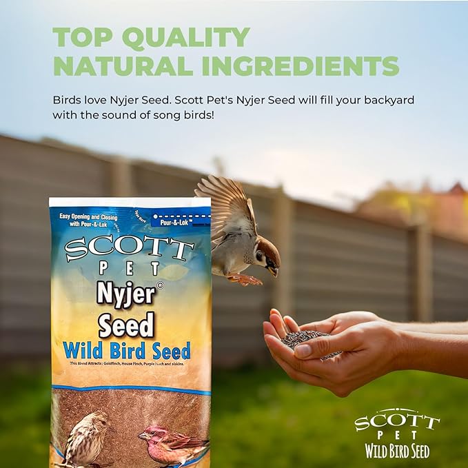 Scott Pet Wild Bird Seed, Nyjer Seed, 8 lbs Bag, Single Ingredient, Great for Outside Feeders, Food for Outside Wild Birds