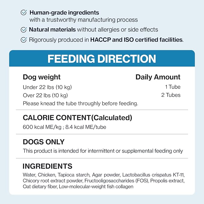 Doctor By Squeeze Probiotics for Dogs Gut Health Immunity Skin&Allergy Care Diarrhea Relief Digestive Stomach Support with L. crispatus KT-11 Lickable Paste Formula Individually Packaged, Chicken