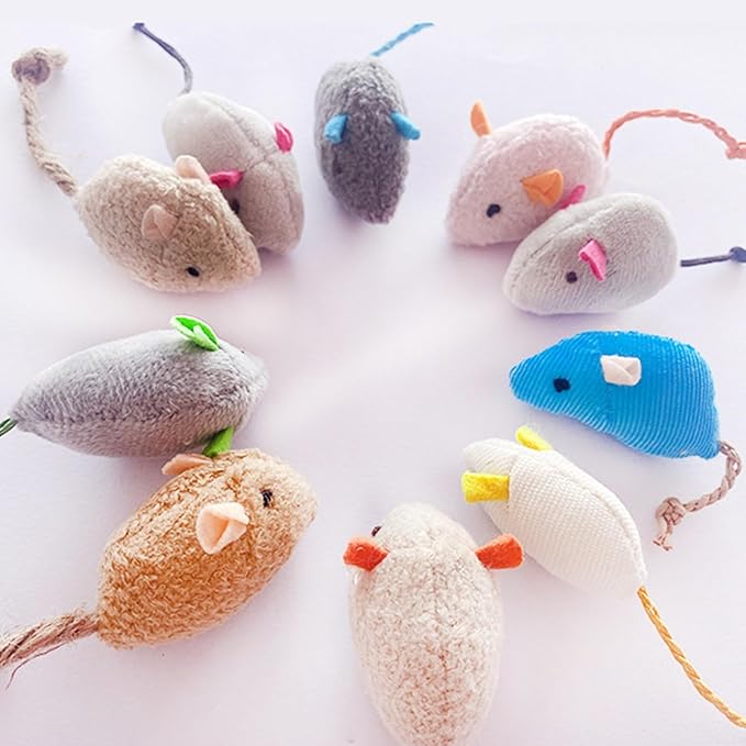 20-Pack Catnip Mouse Toys - Assorted Colors, Plush Mice with Catnip, Interactive Cat Toys for Indoor Kittens & Adults, Durable Cat Teaser Set