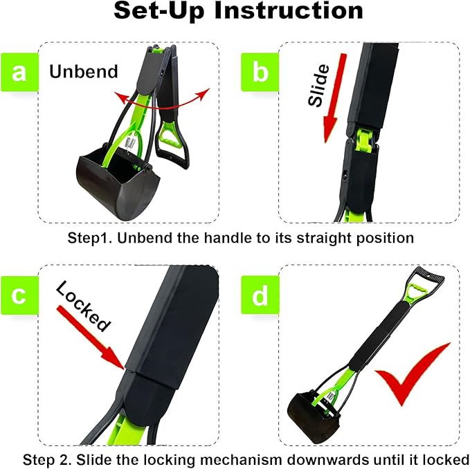 2-Piece ofPooper Scooper for Large Small Dogs Heavy Duty, Long Handle Poop Scoop for Yard, Grass, Gravel, Dog Poop Grabber with High Strength Material and Durable Spring