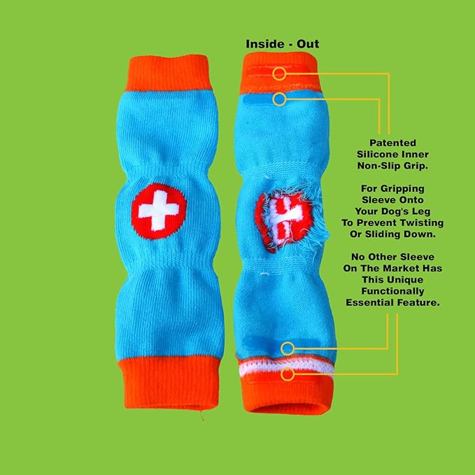 PawFlex Comfy Pawz Cotton Nonslip Protective Leggings for Dogs | Medical Pet Sleeve for Dogs Legs with Non-Slip Silicone Grip at Inner Cuffs and Adjustable Strap for No Twisting or Sliding Down