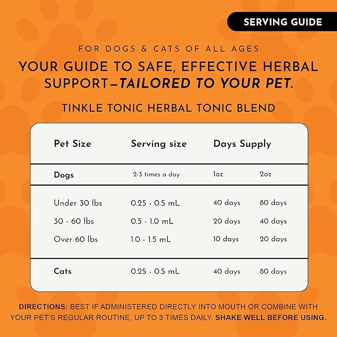 Animal Essentials Tinkle Tonic - Dog & Cat Urinary Tract Support, Kidney Supplement, Supports Urinary Tract, Bladder Health for Pets, with Marshmallow - 2 fl oz