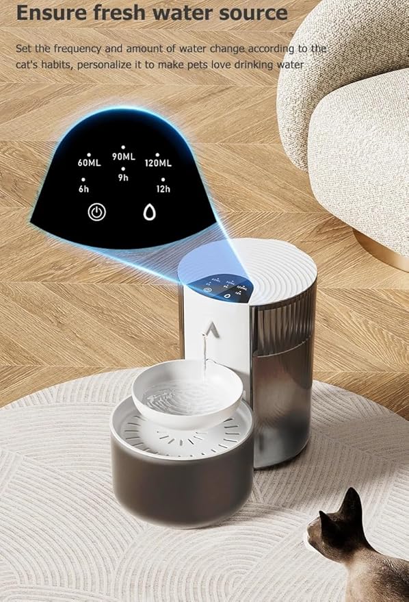 Wireless Cat Water Fountain Cordless No Filters, 3.5L Automatic Wastewater Separation Pet Water Fountains for Cats Indoor, Quiet Cat Dog Water Dispenser Rechargeable Kitty Drinking Fountains for Pets