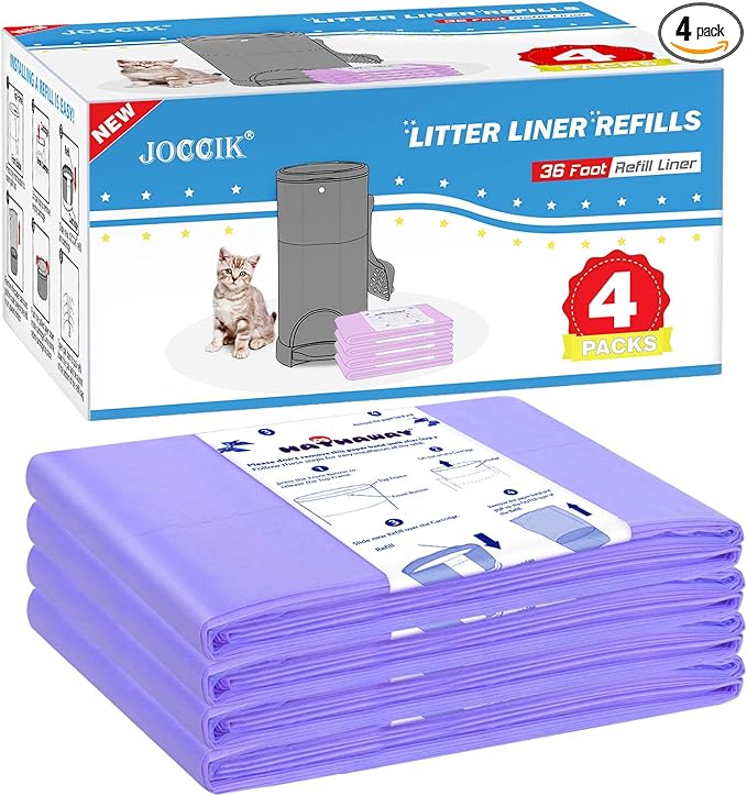 Litter Refill Bags Compatible with Litter Chanp, 4 Pack One 36 Foot Litter Waste Receptacle Refill Liners