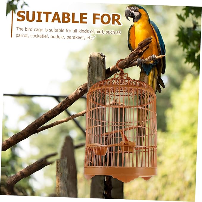 HANABASS Large Parrot Birdcage Round Plastic Budgie Cage Decorative Hook Easy- Base Parakeet Cockatiel Lovebird Pet Cage