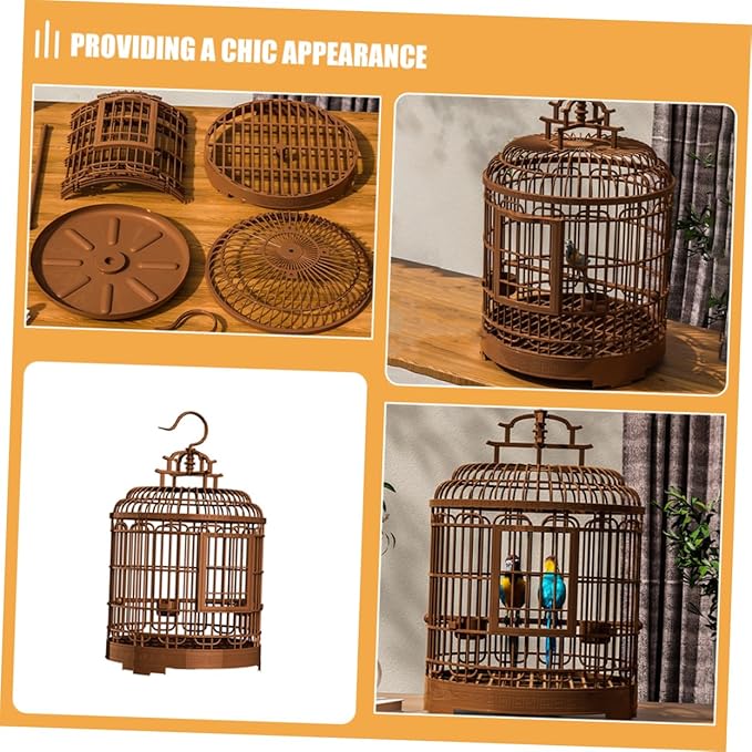 Retro Plastic Large Birdcage Villa Portable Travel Cage for Lovebirds Budgie Parrot Cage Bird Carrier