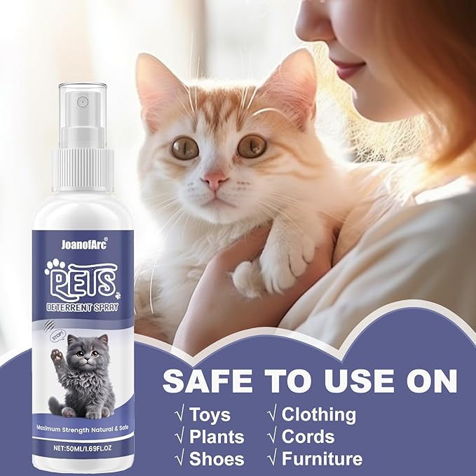 JoanofArc Cat Deterrent Spray, Indoor Outdoor Repellent to Avoid Scratching Furniture, Sofas & Plants – Non-Toxic, Training Formula for Cats & Kittens (8oz)