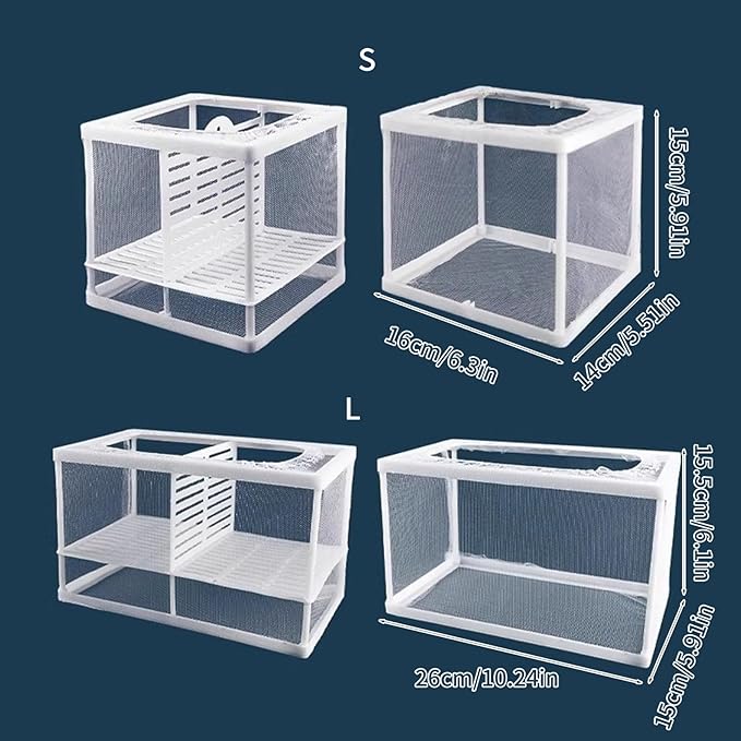 2PCS Protective Aquariums Breeding Cage Netting Nursery Tanks with Suction Cup for Fry Rearing and Secure Observation Spawning Box for Aquariums Fish