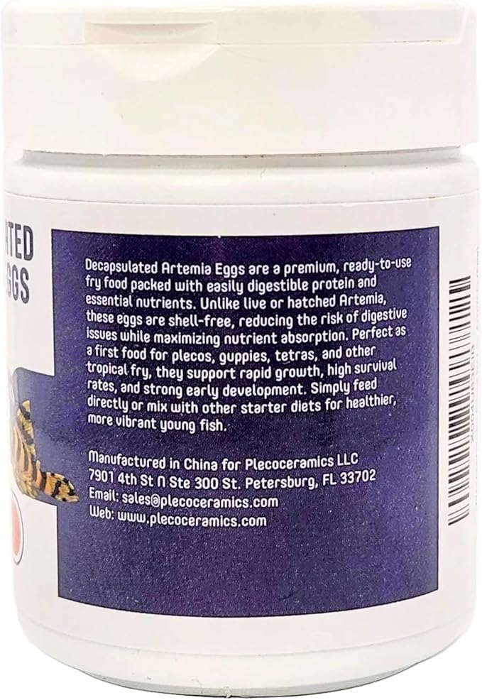 Plecoceramics Decapsulated Artemia Eggs Fry Fish Food for Aquarium Fish – Protein-Rich First Feed for Fry & Breeding, Easy to Digest Brine Shrimp Eggs (1.76 oz / 50 g)