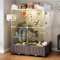 Parakeet Cage with Clear Front, Decorative Flight Birdcage with Accessories, Bird Cage for Cockatiels, Budgies, Finches, Canaries(White)