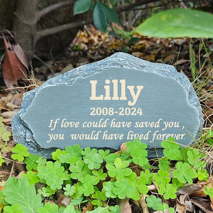 Personalized Pet Memorial Stones with Any Message, Mountain Shape Garden Memorial Stone for Pet Dog Cat Headstone, Dog Tombstone, Pet Grave Marker, Pet Memorial Plaque Outdoor