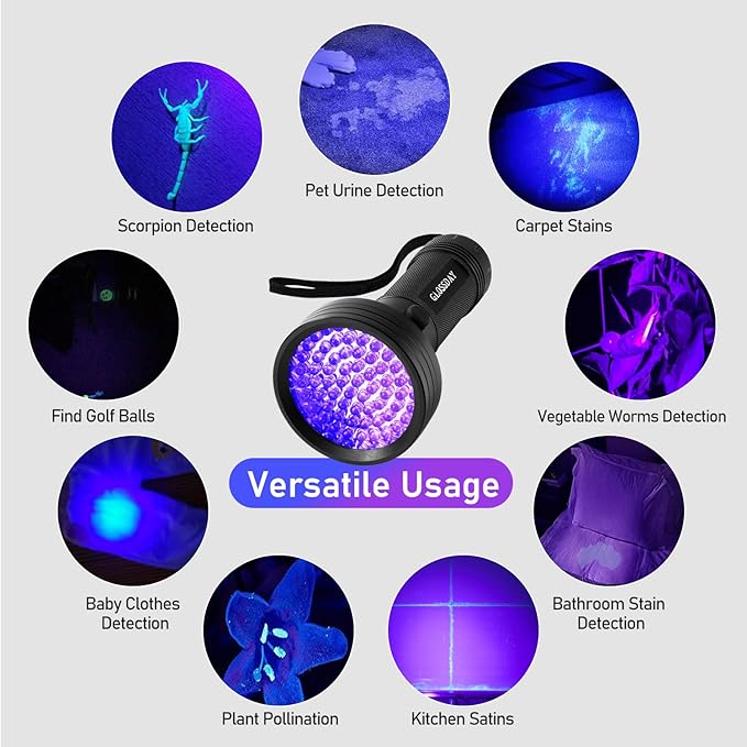 Blacklight Flashlight 68 LED UV Flash Light,Ultraviolet Flashlight Black Light Professional Pet Urine Detector for Dog/Cat Urine,Pet Stains,Hunting Scorpions