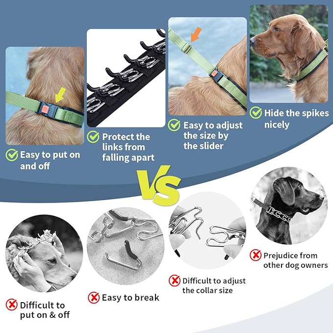 Mayerzon No Pull Dog Collar, Patented Martingale Collar for Small Medium Large Dogs with Buckle and Heavy Duty Nylon for Walking Training Hunting, Safe and Easy to Use(M, Green)