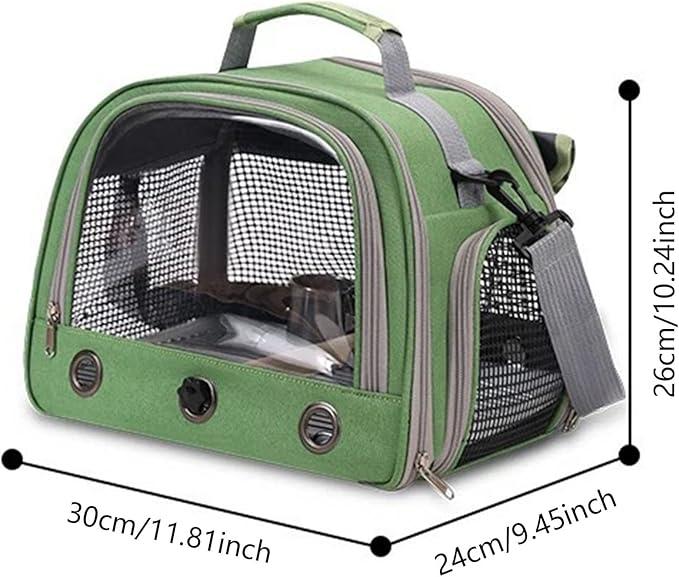 Bird Traval Carrier Cage, Bird Carrier with Seat Belt, Multifunctional Small Animal Backpack, Pet Transparent Breathable Carriers for Small Birds Parrots (Pink)