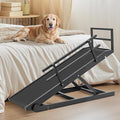 SLSY Dog Ramp for Bed, Couch & SUV, Upgraded Folding Adjustable Pet Ramp with Non-Slip Rubber Mat, 45.2" Long, 5 Heights 15.7''–23.6", Portable Wooden Step Supports up to 200 lbs for Dogs and Cats