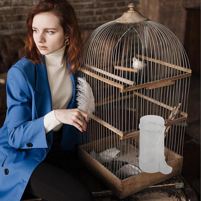 2pcs Parrot Cage Food and Water Dispensers Automatic Bird Feeder Watering Supplies for Cage Use
