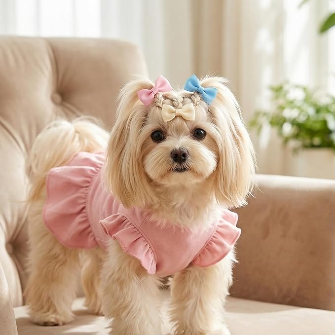 40 Pcs Hair Bows for Dogs, 2 Inches Small Puppy Hair Bows with Rubber Bands Dog Hairs Clips for Yorkie Doggies Cat Kitten Rabbit Pet Grooming