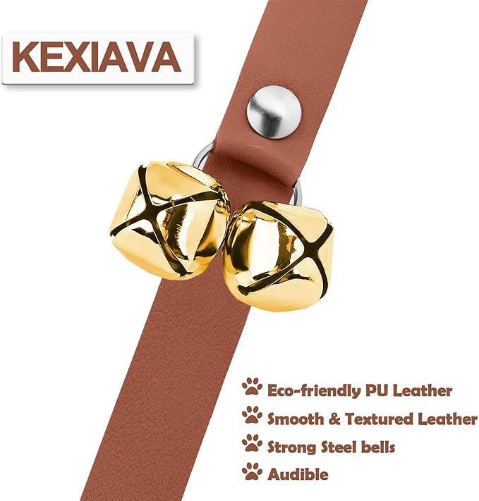 Leather Dog Bells, Puppy Potty Training Bell Dog Doorbell Potty Train Dog Bell for Potty Training Door Bells for Dogs to Ring to Go Outside Jingle Bells (Leather Brown, Bone New 1 PCS)