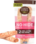 Earth Animal No Hide Chews - Long Lasting Rawhide Free Large Dog Chews Rolls, Salmon - 2 Count