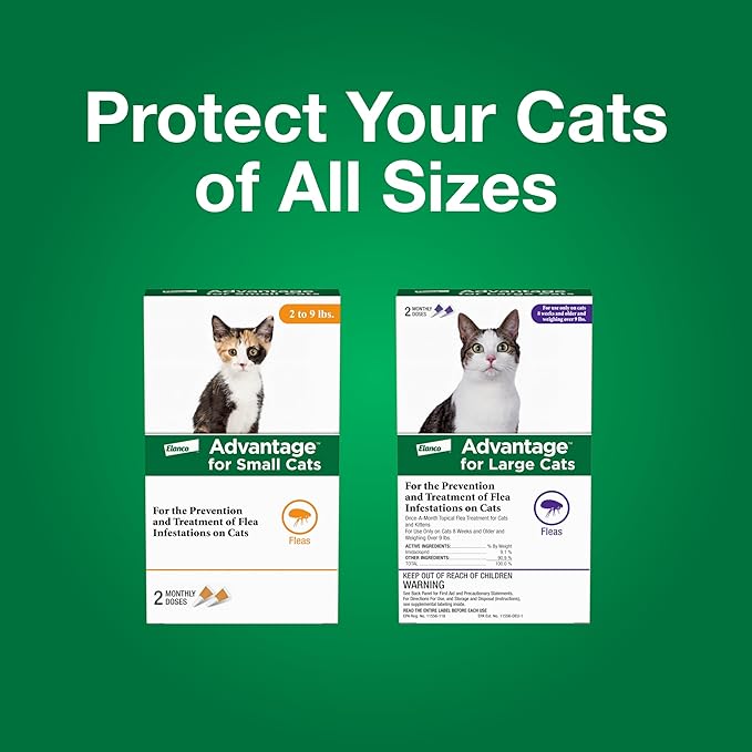 Advantage Topical Cat Flea Treatment and Prevention for Small Cats 2-9 lbs. | Apply Flea Drops Monthly | 2 Treatments,(Pack of 2)