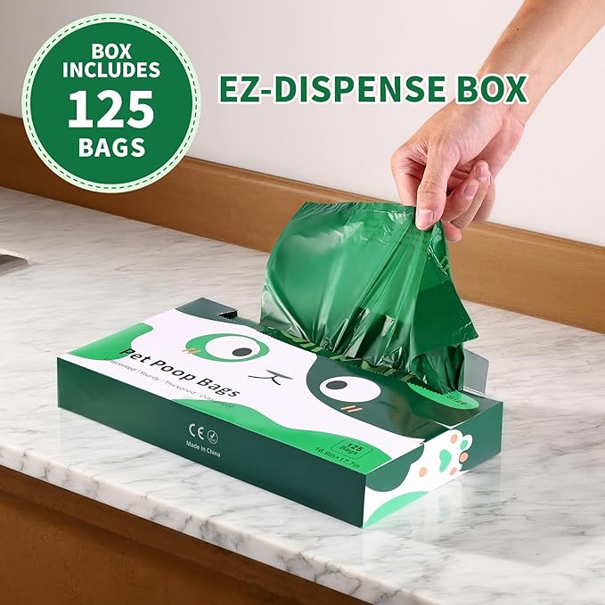 125 Bulk Pack Extra Large Dog Poop Bags for A&H Swivel Bin Pooper Scooper, Pet Waste Bags with Handle for Dog Poop Cat Litter, Heavy Duty Leakproof Unscented