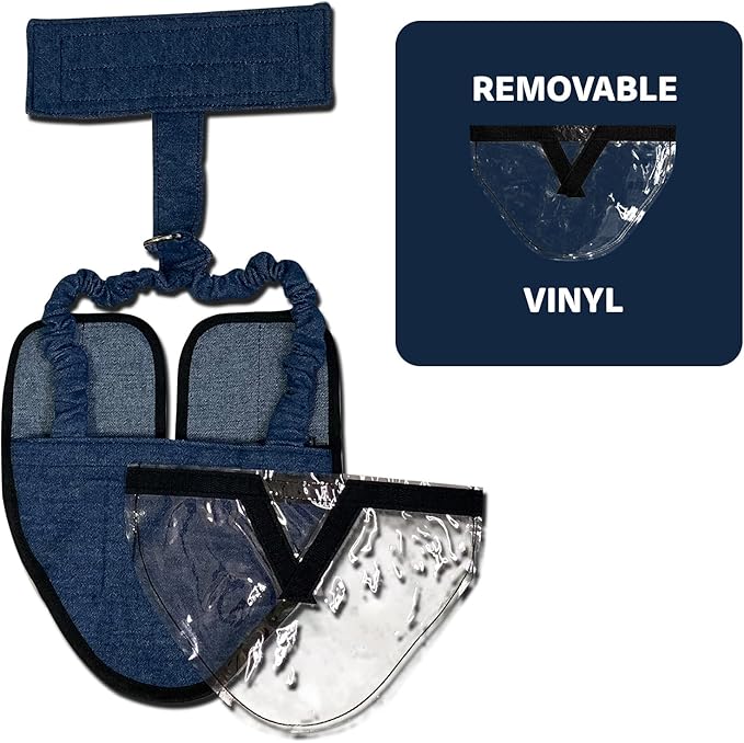 Hen Holster Wrap-Around Bird Diaper & Harness for Hens, Roosters, Ducks, Geese - with Removable Vinyl Liner, Adjustable Fit for Outdoor Adventures & Indoor Use - Easy to wear - Large, Denim