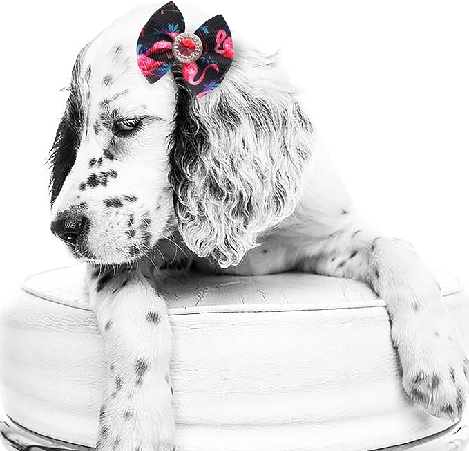Christmas Dog Hair Bows - Cute Puppy Bowknots with Rubber Bands, Pet Grooming Accessories for Party