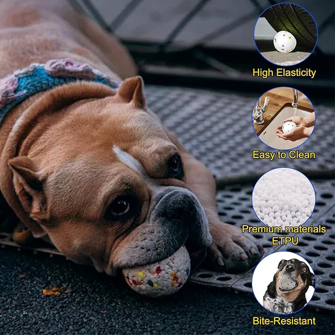 White 2.5 Inch Dog Ball Replacements for Automatic Ball Launchers - Durable Put Material, High-Bounce, Machine Washable - 6-Pack