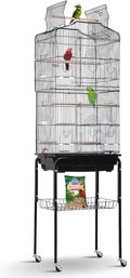 HCB 64-Inch Open Top Standing Bird Cage with Rolling Stand for Parrots Lovebirds Parakeets Cockatiel Medium Small Bird Cage, Black, 64 Inch (Pack of 1)