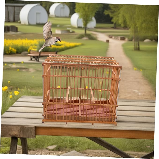 POPETPOP Lightweight Bird Carrier Portable Woven Cage for Small Birds Travel Accessory Sustainable Design for Budgies Parakeets and Finches