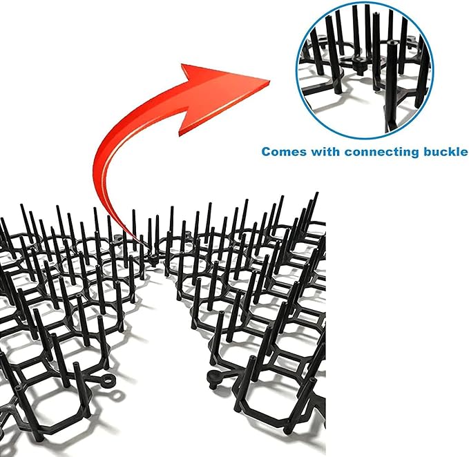 12Pcs Cat Repellent Deterrent Outdoor Scat Mat, Cat Scat Mat with Spikes, Cat Repellent Outdoor Mat, Prickle Strips Digging Cat Deterrent Outdoor, Plastic Spike Mat for Keeping Away Cats Dogs