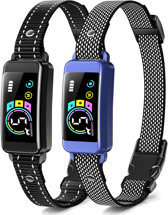 Bark Collar, 2 Pack Smart Dog Bark Collar for Large Medium Small Dogs, Anti Barking Device for Dogs Training Collar with Beep Vibration Harmless Shock, 5 Adjustable Sensitivity (Blue)