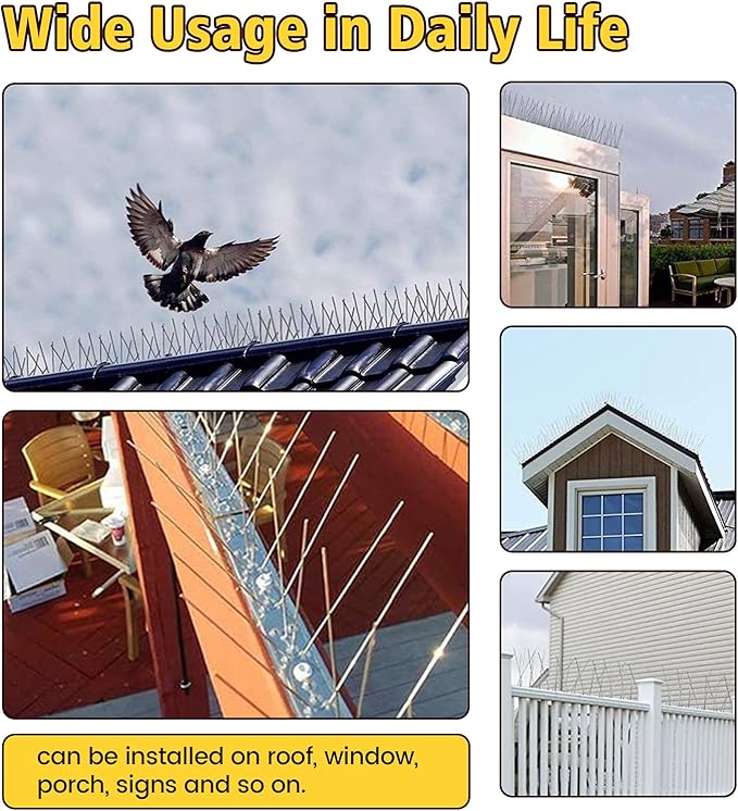 KKY 12 Pack Bird Spikes-13 inch Anti-Bird Nails Repellent Metal for Pigeon and Other Small Birds(12.9 Feet)