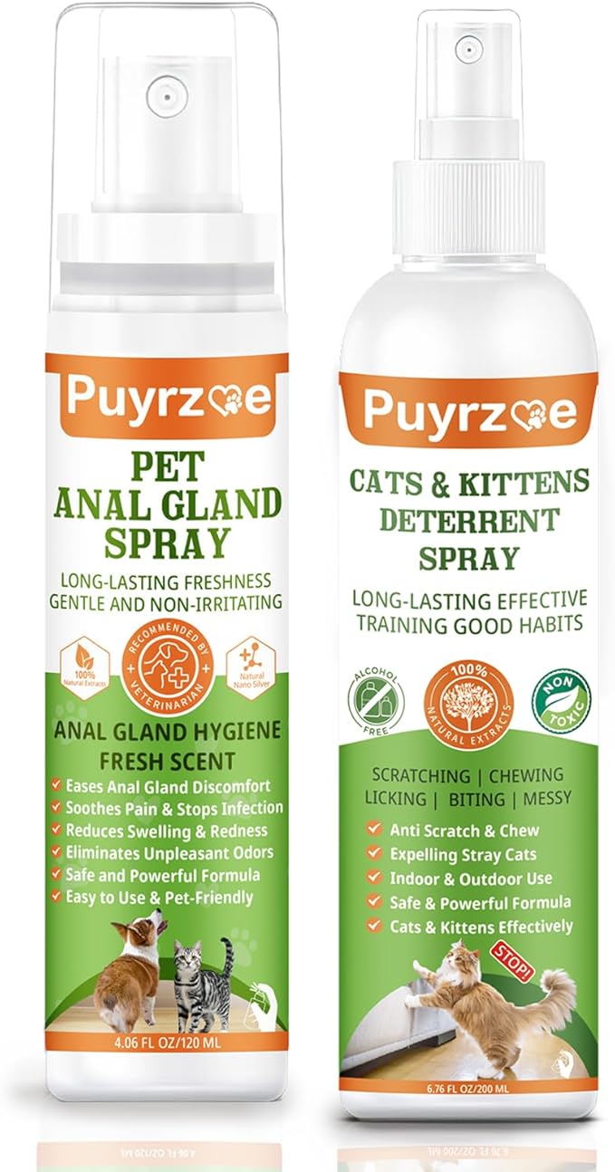 200ML Cat Deterrent Spray & Pet Anal Gland Spray 120ML - Anti-Scratch for Furniture & Fast Relief for Anal Glands Soothes Itching