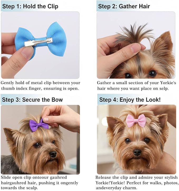 Hair Bows for Small Dog - 2 inch Pet Bowknots 60pcs (30 Pairs) - Puppy Dogs Grooming Hair Accessories - Dog Hair Clips for Yorkie, Maltese, Shih Tzu