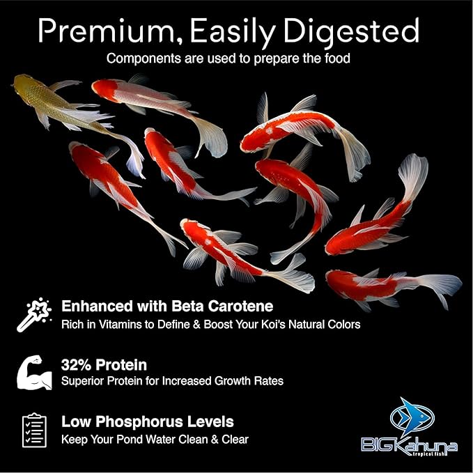 BIG Kahuna Koi Fish Food for Ponds 19lb - Koi Food for Pond Fish Food Pellets – 3/16-1/4 Floating Pond Pellet