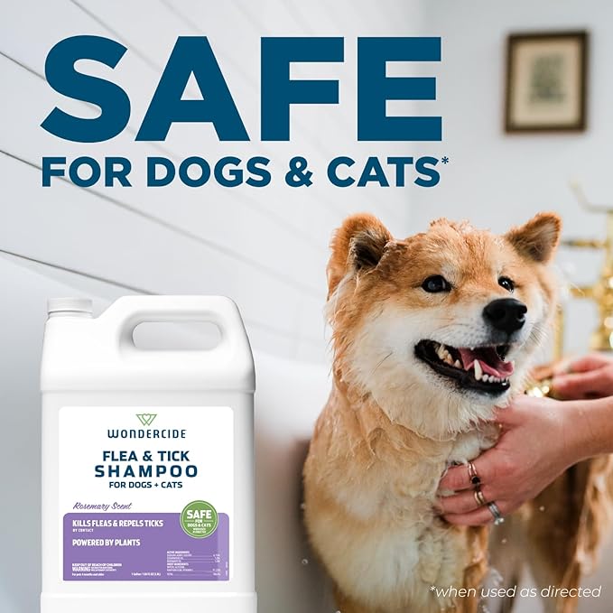 Wondercide - Flea & Tick Shampoo for Dogs and Cats - Flea and Tick Treatment with Natural Essential Oils - for Pets Over 4 Months - Powered by Plants - Rosemary - 128 Fl oz