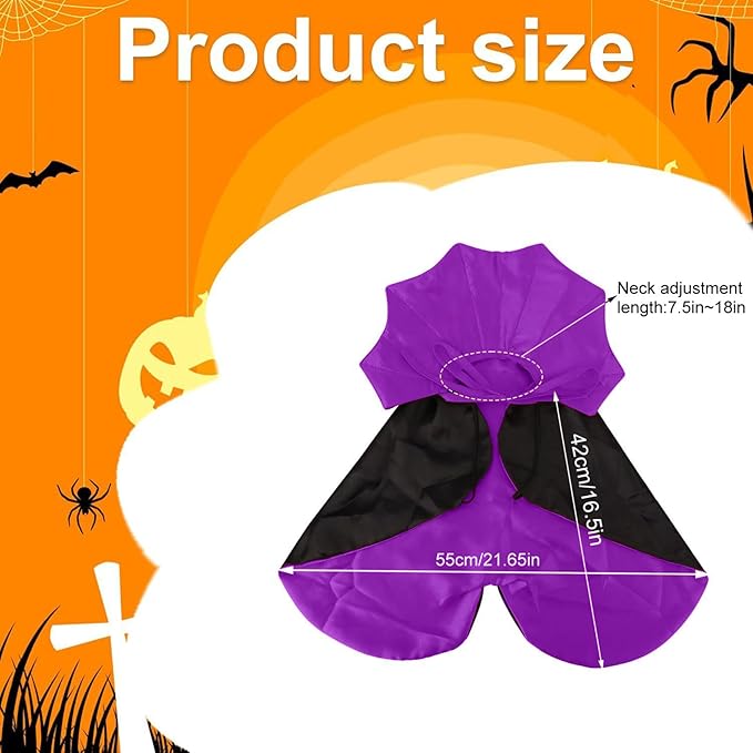 Halloween Pet Costume, Halloween Cat Vampire Cloak Costume, Halloween Pet Accessories Costume Outfit Decor Cowl for Small Cats Dogs Animals Halloween Party Pet Cosplay