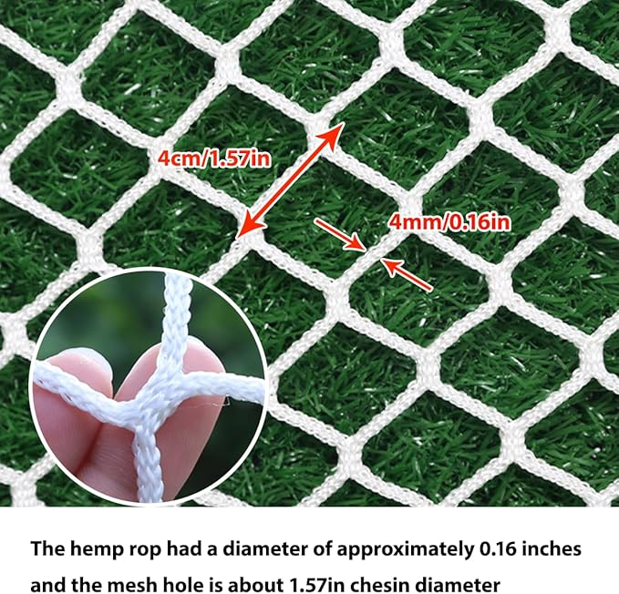 Safety Rope Net for Kids,Knotless Fence Net for Balcony Stairway Guard,Outdoor Terrace Decoration Pet Anti-Fall Rope Netting,Baseball Sports Netting(Size:1M*8M(3.3FT*26.2FT),Color:White)