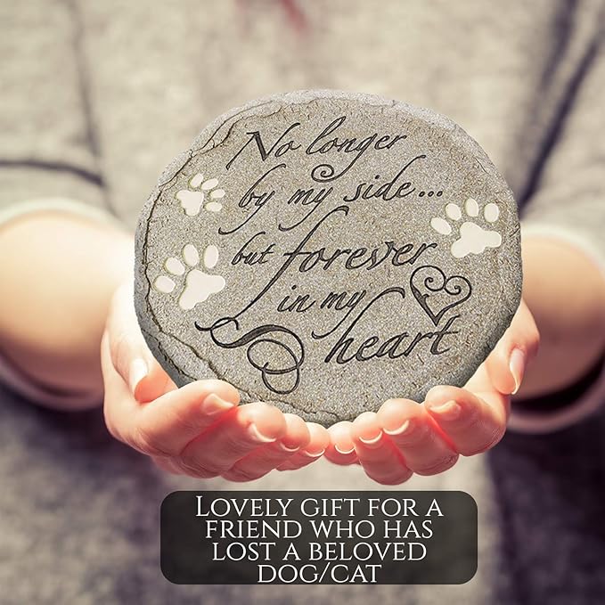 Cat or Dog Grave Marker or Garden Memorial Stone. No Longer By My Side But Forever In My Heart, Rainbow Bridge Pet Memorial Gifts. Waterproof and Weatherproof Pet Plaque, Condolence Gift