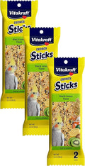 Vitakraft Crunch Sticks Kiwi & Lemon Flavor Bird Treat for Cockatiels (2 Sticks), 3.5 oz (Pack of 3)