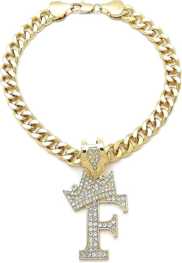 Initial Letter Cuban Chain Dog Chain Pet Chain Pet, Cat, Puppy Chain (20", F)