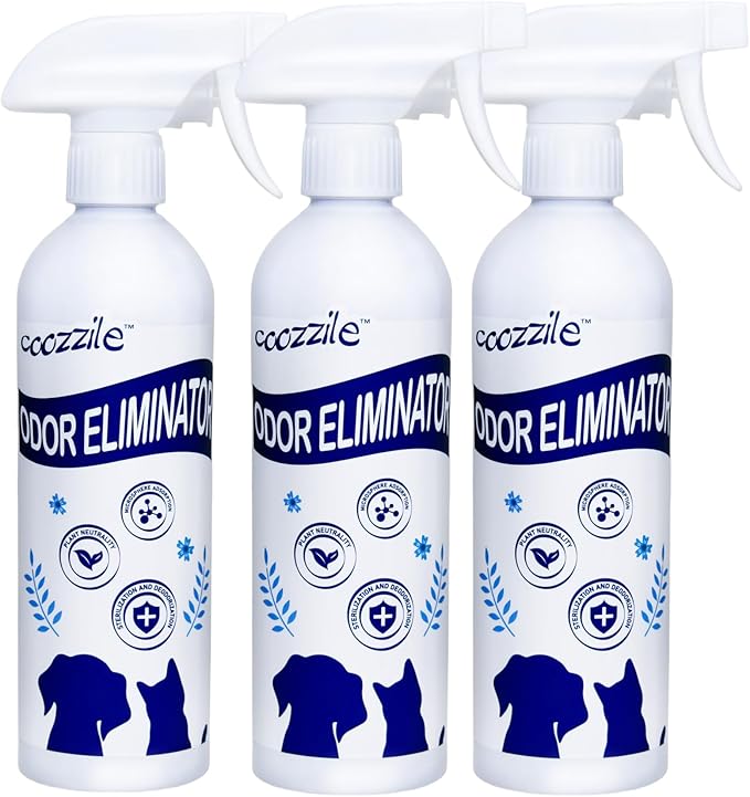 Pet Odor Eliminator, Odor Remover and Pet Spray Fragrance Free Colorless 16.9oz Spray, Safe Highly Effective Carpet and Cat Litter Deodorizer for Dogs and Cats (16.9 Fl Oz（Pack of 3）)
