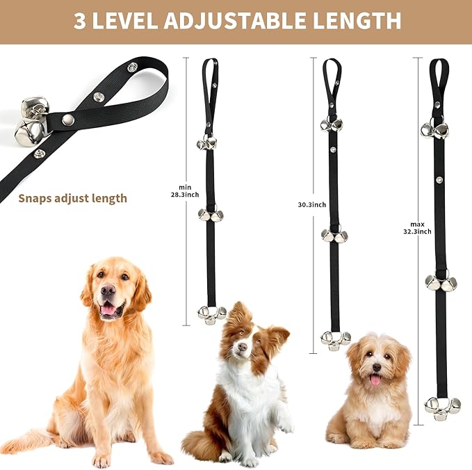 Upgraded Puppy Bells Dog Doorbells for Door Knob/Potty Training/Go Outside-Dog Bells for Puppies Dogs Doggy Doggie Pooch Pet Cat for Dog Lovers-Premium Quality-3 Snaps for Length Adjustment